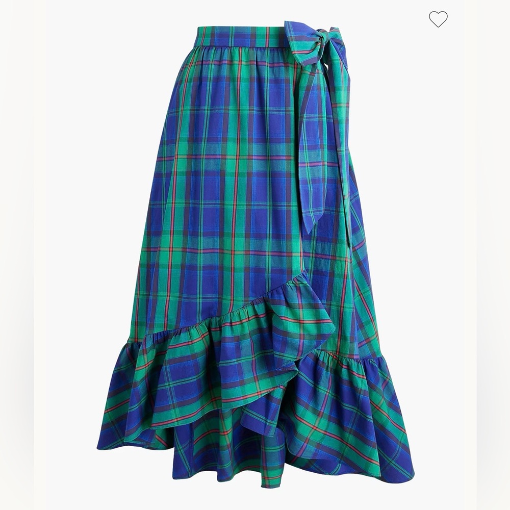 💙 NWT J.Crew Poplin Midi Faux Wrap Skirt – Fairmont Blue – Women’s Medium